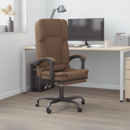 Massage Reclining Office Chair Brown Fabric