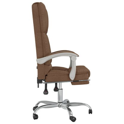 Massage Reclining Office Chair Brown Fabric