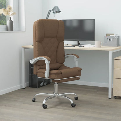 Massage Reclining Office Chair Brown Fabric