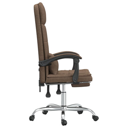 Massage Reclining Office Chair Brown Fabric