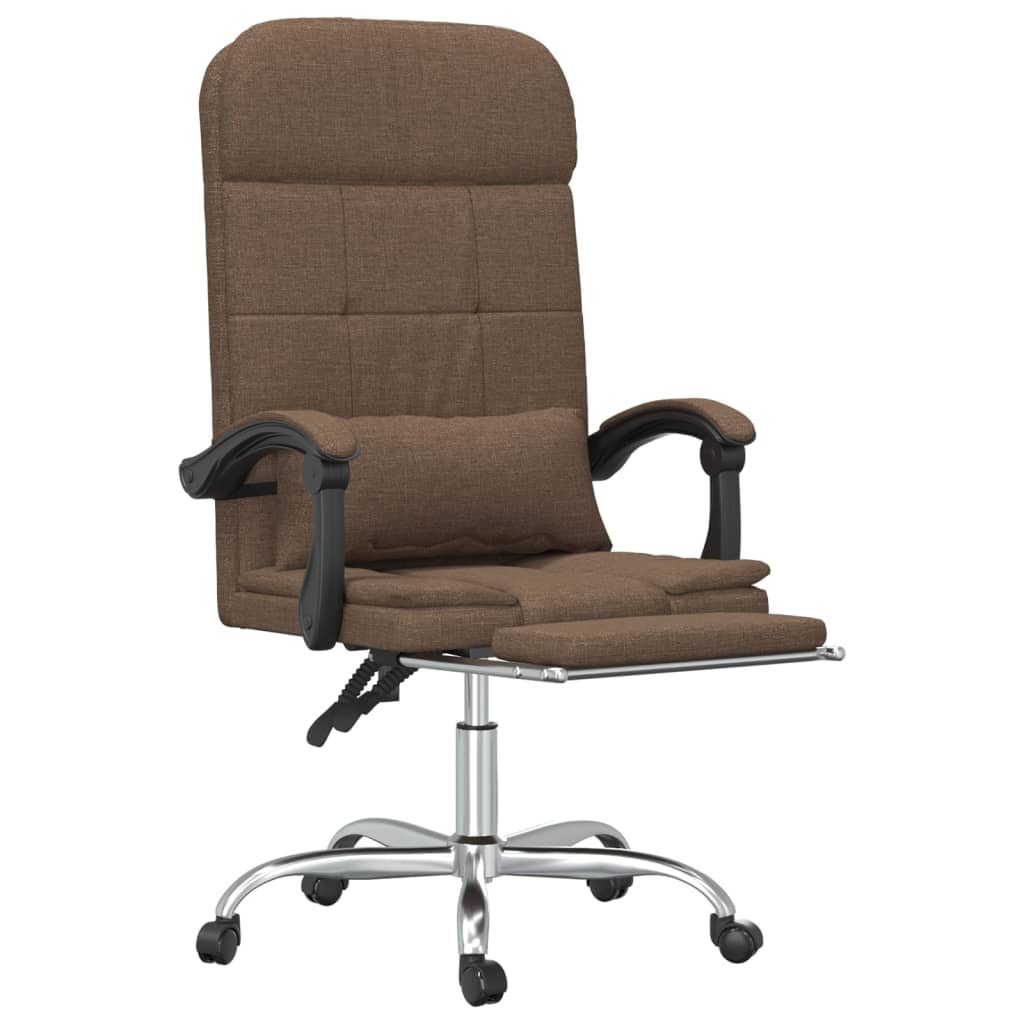 Massage Reclining Office Chair Brown Fabric
