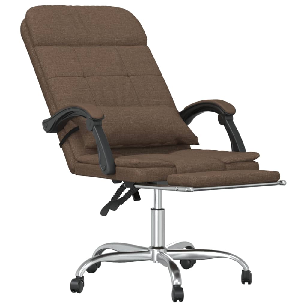 Massage Reclining Office Chair Brown Fabric