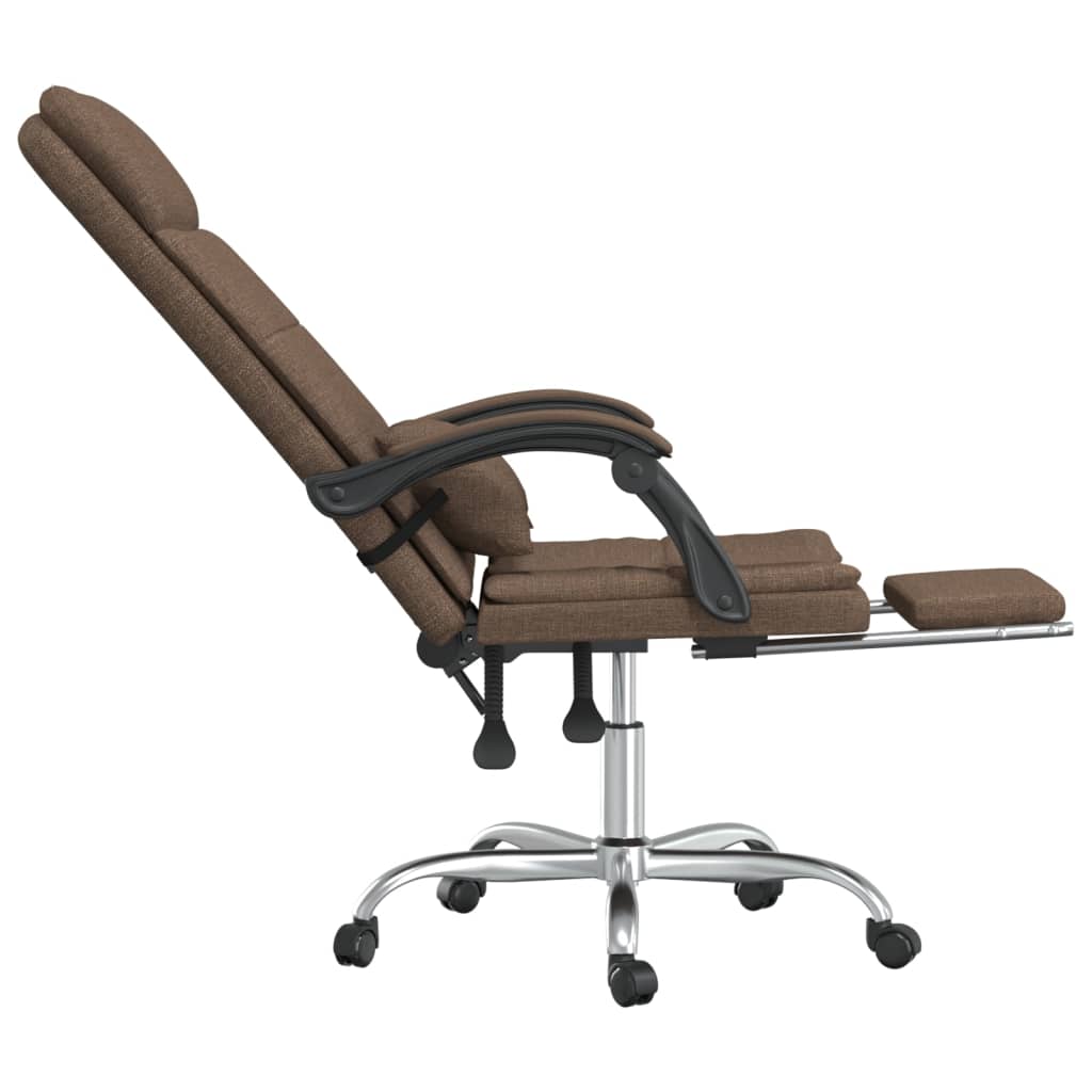 Massage Reclining Office Chair Brown Fabric