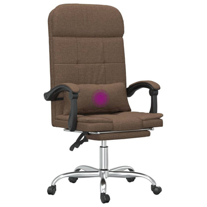 Massage Reclining Office Chair Brown Fabric
