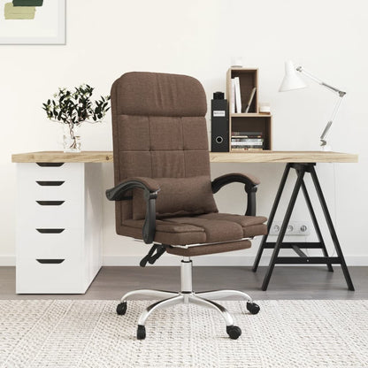 Massage Reclining Office Chair Brown Fabric