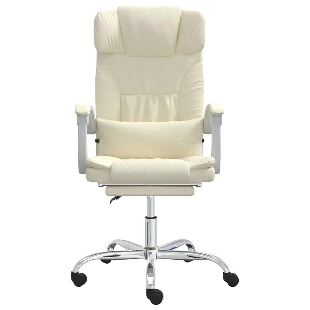 Reclining Office Chair Cream Faux Leather