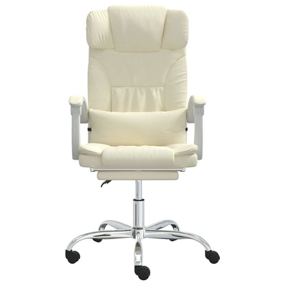 Reclining Office Chair Cream Faux Leather