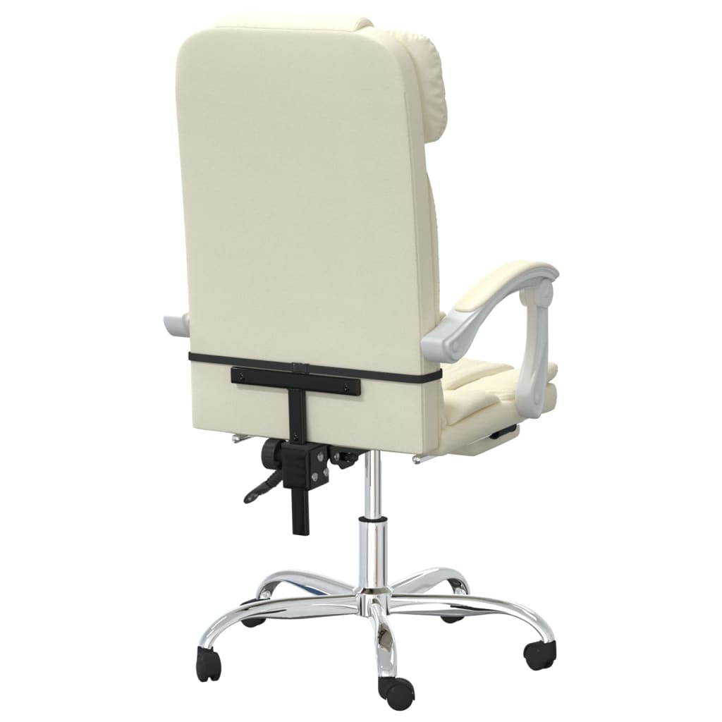 Reclining Office Chair Cream Faux Leather