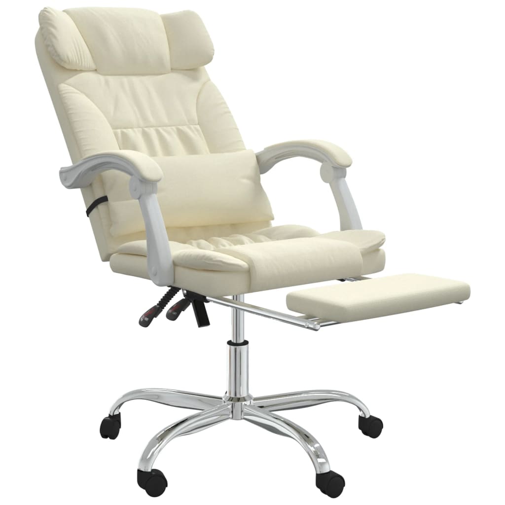 Reclining Office Chair Cream Faux Leather