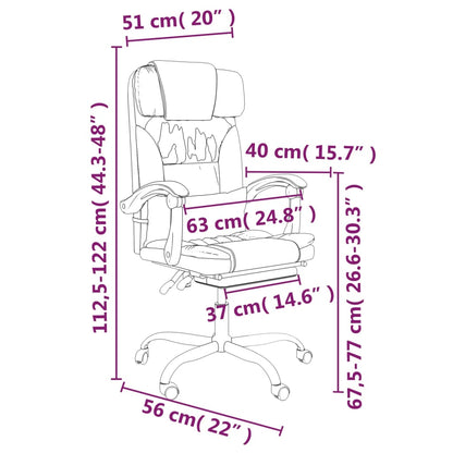 Reclining Office Chair Cream Faux Leather