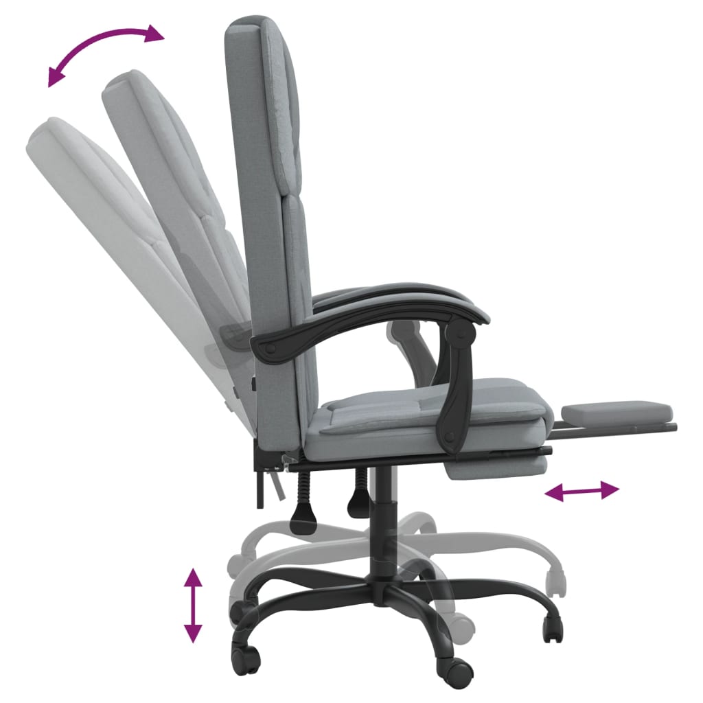 Reclining Office Chair Light Grey Fabric
