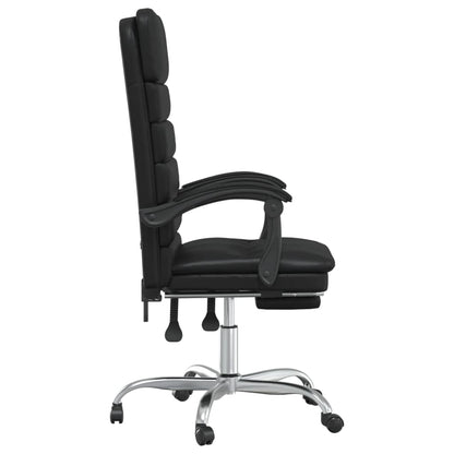 Massage Reclining Office Chair Black Faux Leather