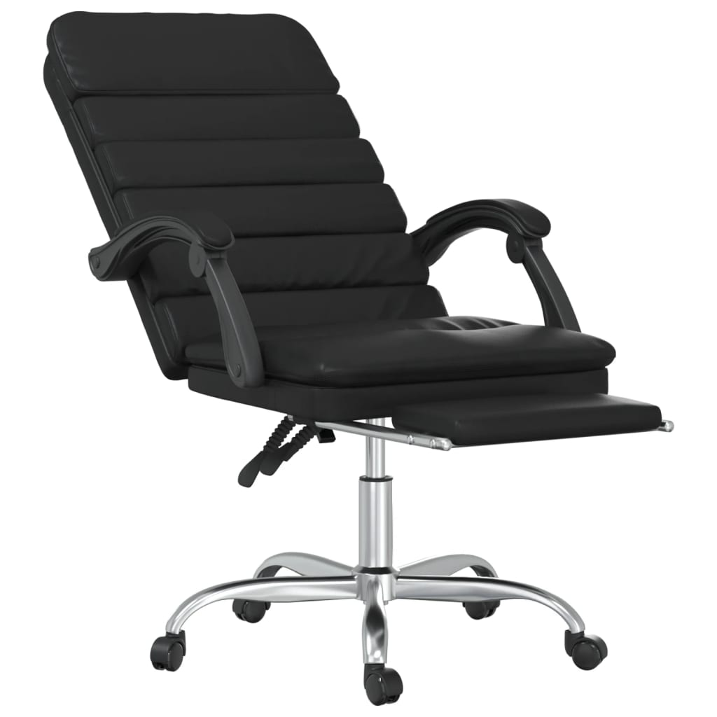 Massage Reclining Office Chair Black Faux Leather