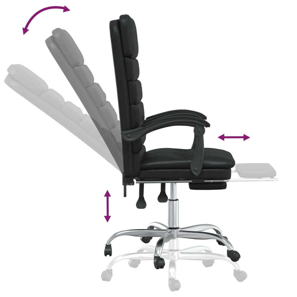 Massage Reclining Office Chair Black Faux Leather