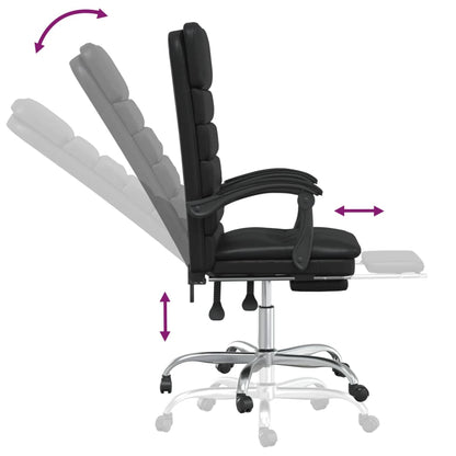 Massage Reclining Office Chair Black Faux Leather