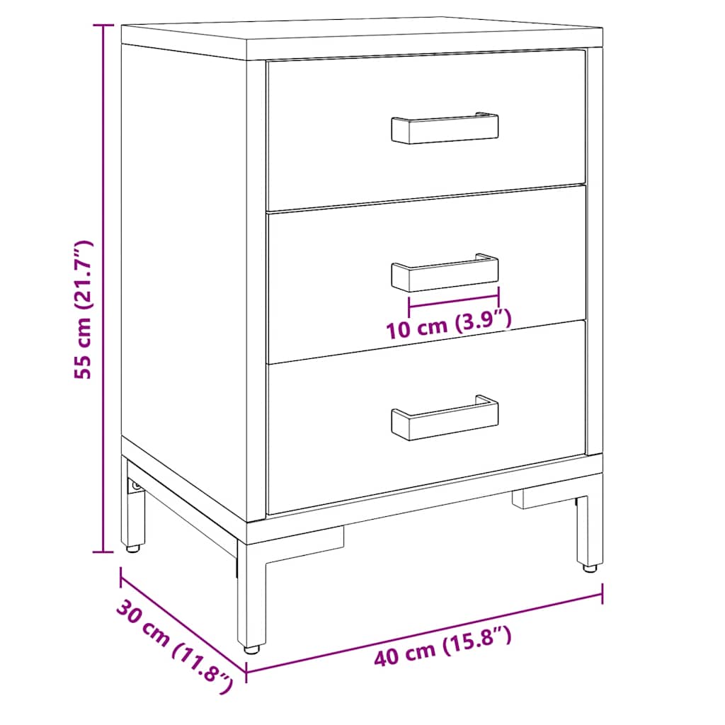 Bedside Cabinet Brown 36x30x54 cm Solid Pinewood