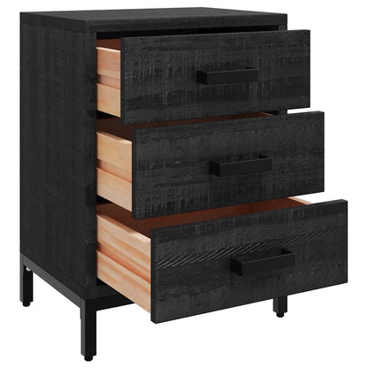 vidaXL Bedside Cabinet Black Solid pine wood, Metal Small