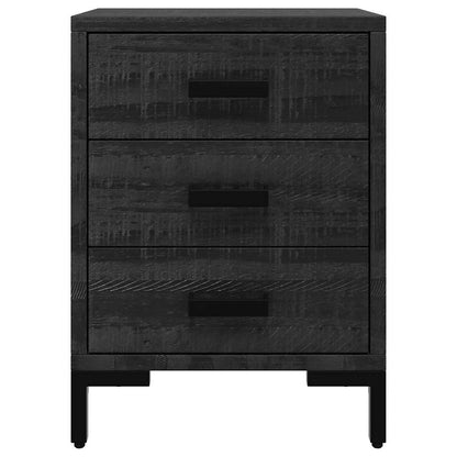 vidaXL Bedside Cabinet Black Solid pine wood, Metal Small