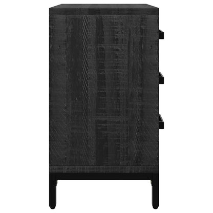 vidaXL Bedside Cabinet Black Solid pine wood, Metal Small