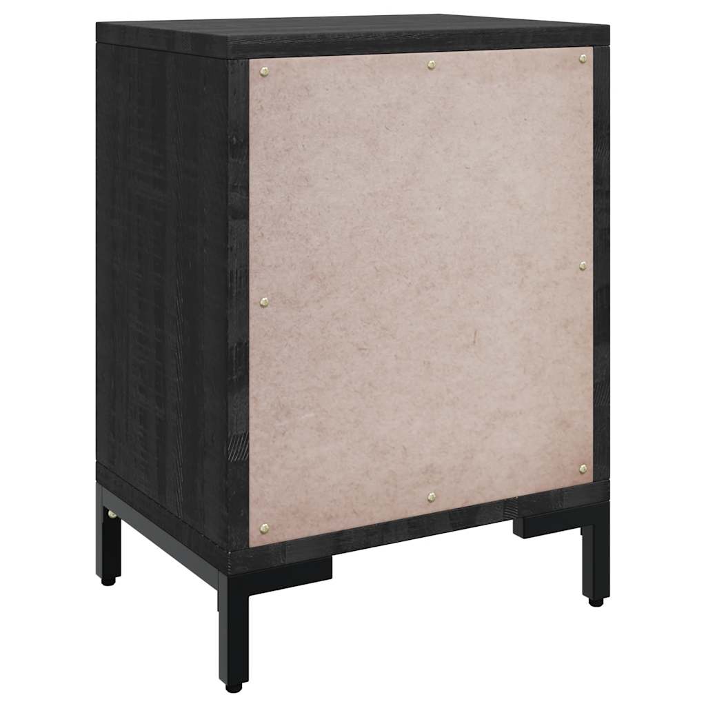vidaXL Bedside Cabinet Black Solid pine wood, Metal Small
