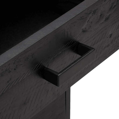 vidaXL Bedside Cabinet Black Solid pine wood, Metal Small