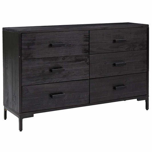 Sideboard Black 110x35x70 cm Solid Pinewood