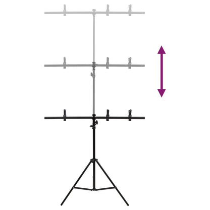 T-Shape Background Stand Black 91x60x(70-200) cm