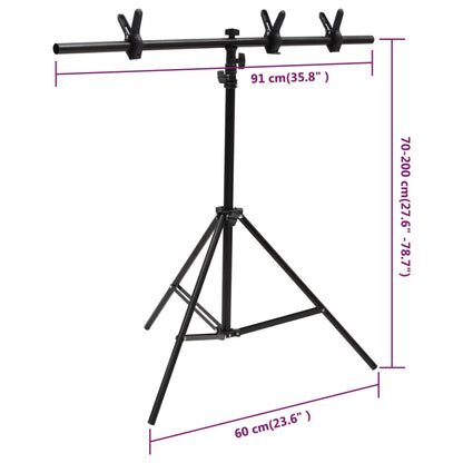 T-Shape Background Stand Black 91x60x(70-200) cm
