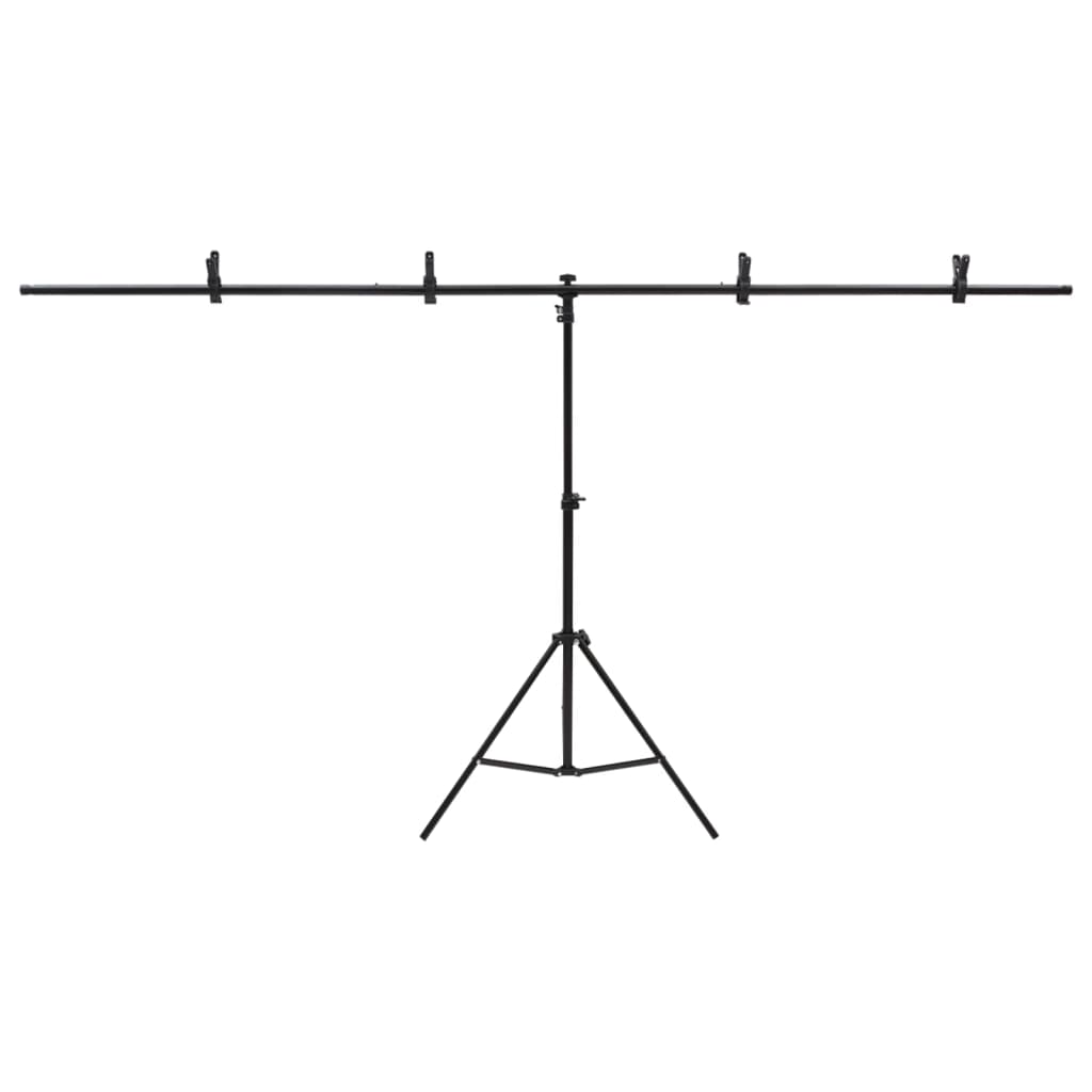 T-Shape Background Stand Black 201x60x(70-200) cm