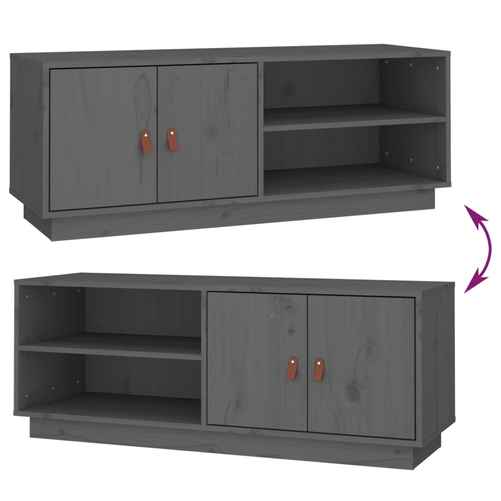 TV Cabinet Grey 105x34x40 cm Solid Wood Pine
