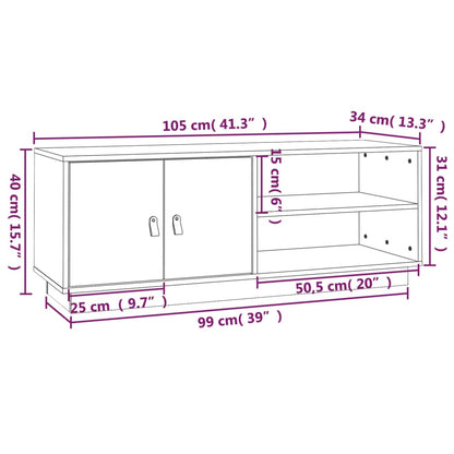 TV Cabinet Grey 105x34x40 cm Solid Wood Pine