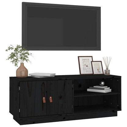 TV Cabinet Black 105x34x40 cm Solid Wood Pine