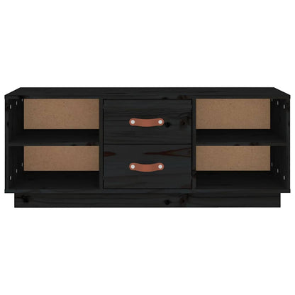 TV Cabinet Black 100x34x40 cm Solid Wood Pine