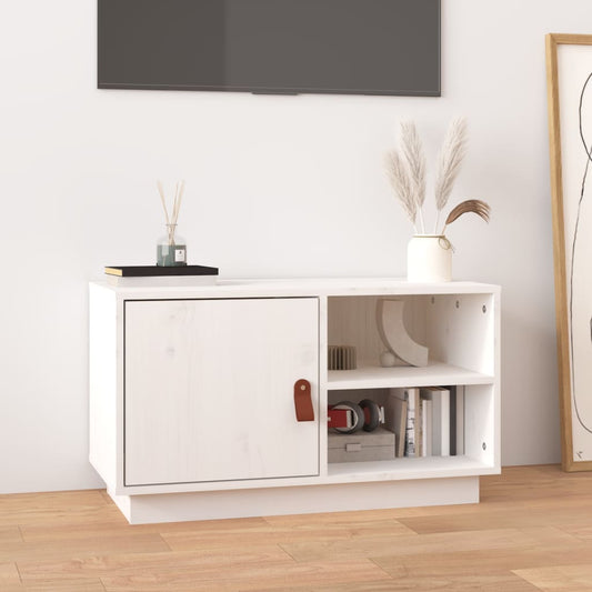 TV Cabinet White 70x34x40 cm Solid Wood Pine