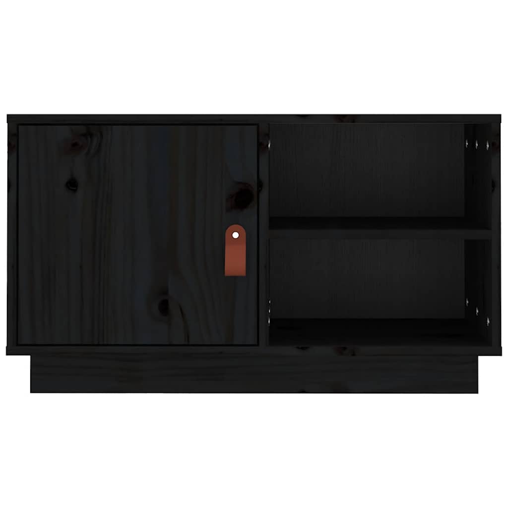 TV Cabinet Black 70x34x40 cm Solid Wood Pine