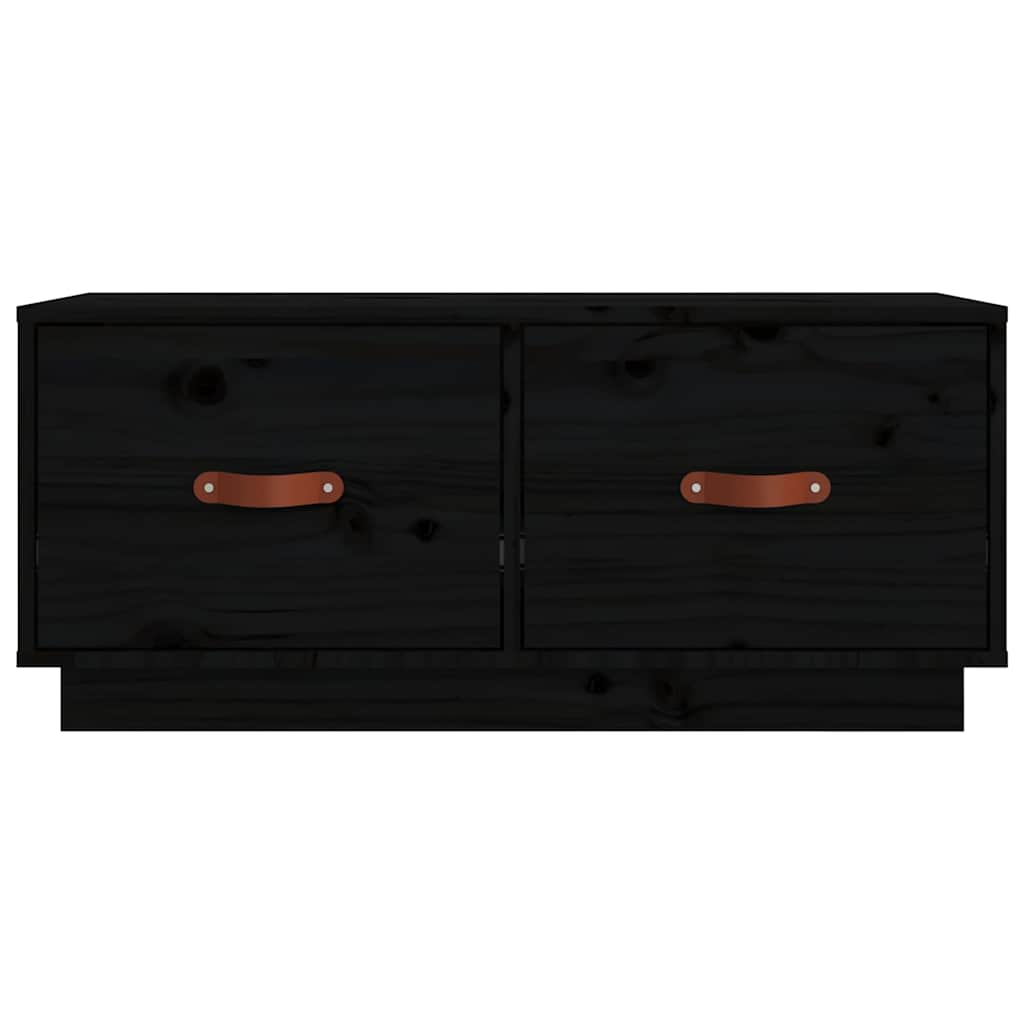 TV Cabinet Black 80x34x35 cm Solid Wood Pine