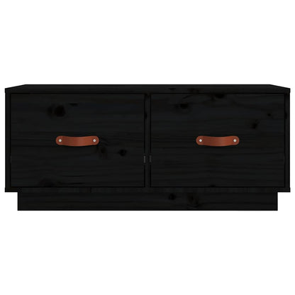 TV Cabinet Black 80x34x35 cm Solid Wood Pine