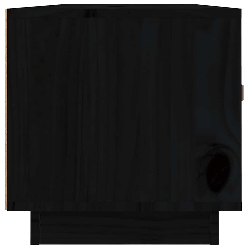TV Cabinet Black 80x34x35 cm Solid Wood Pine