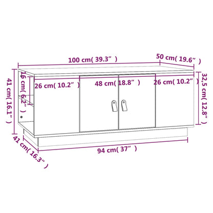 Coffee Table Black 100x50x41 cm Solid Wood Pine
