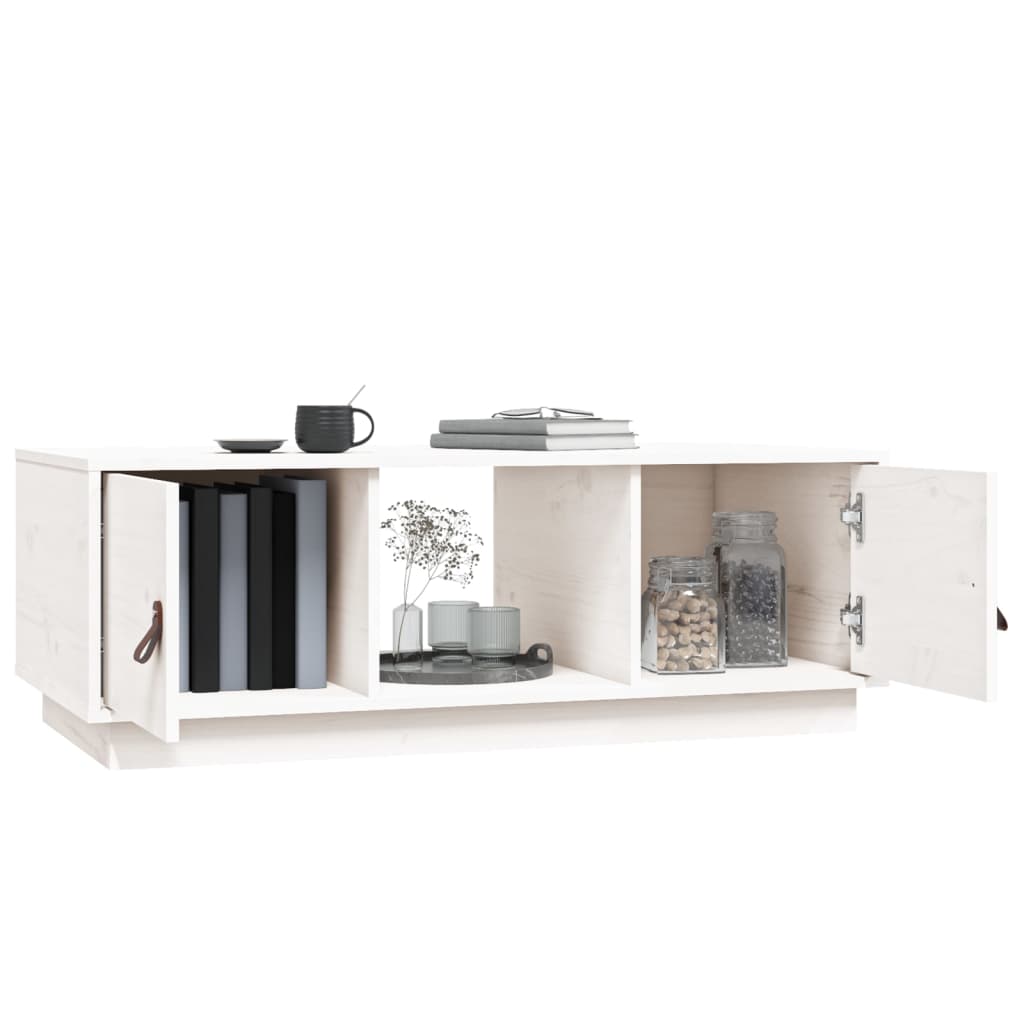 Coffee Table White 100x50x35 cm Solid Wood Pine