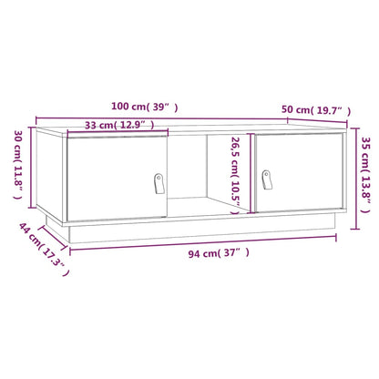 Coffee Table White 100x50x35 cm Solid Wood Pine