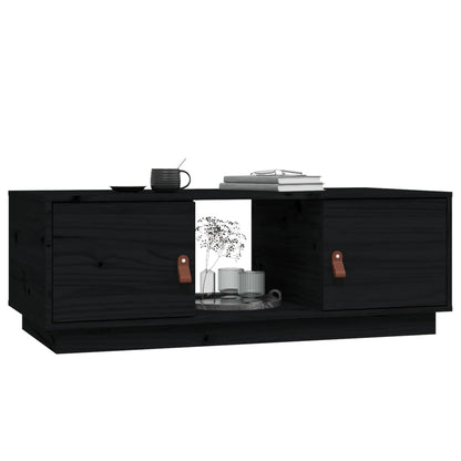 Coffee Table Black 100x50x35 cm Solid Wood Pine