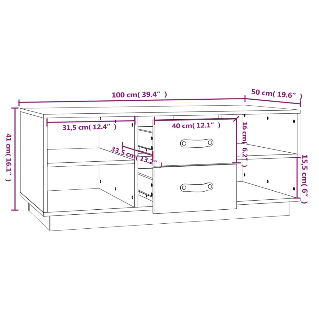 Coffee Table Grey 100x50x41 cm Solid Wood Pine