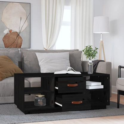 Coffee Table Black 100x50x41 cm Solid Wood Pine