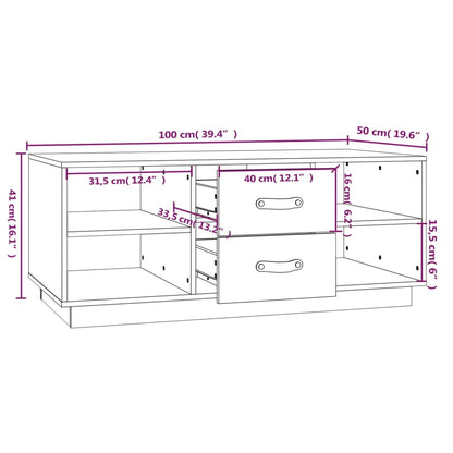 Coffee Table Black 100x50x41 cm Solid Wood Pine