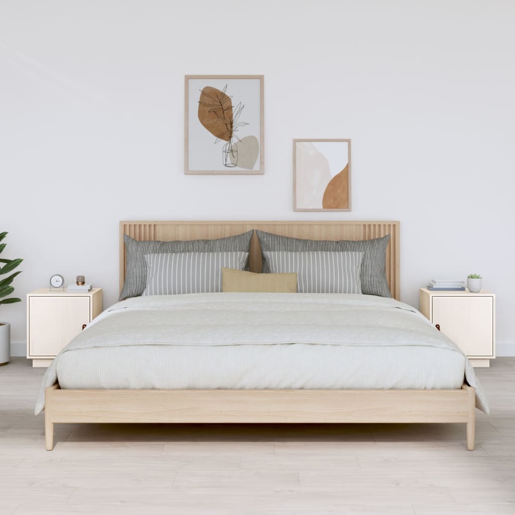 Bedside Cabinets 2 pcs White 40x34x45 cm Solid Wood Pine