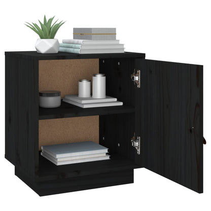 Bedside Cabinets 2 pcs Black 40x34x45 cm Solid Wood Pine