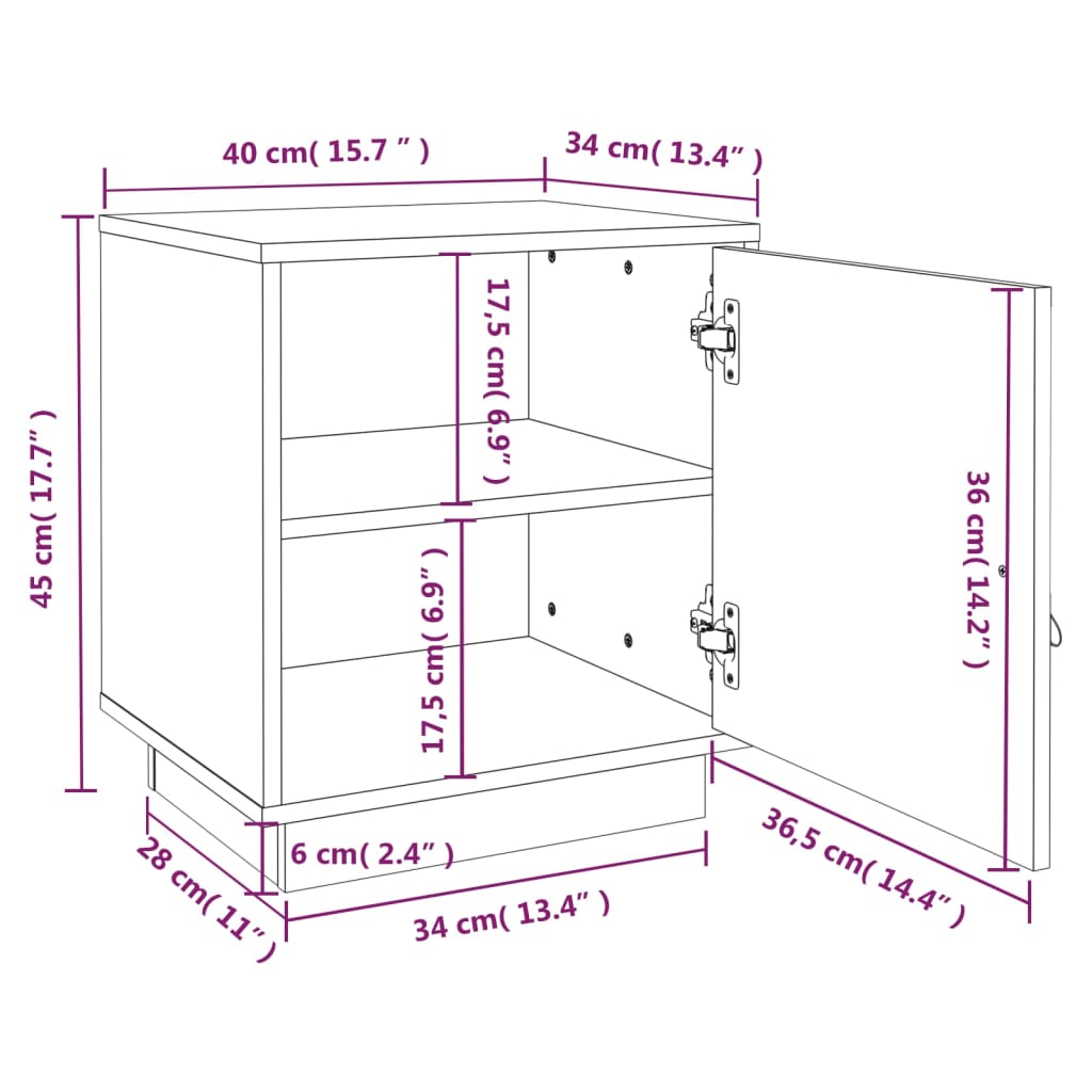Bedside Cabinets 2 pcs Black 40x34x45 cm Solid Wood Pine