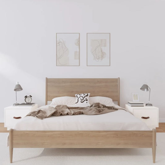 Bedside Cabinet | Set of 2 | White | Solid pinewood | Small