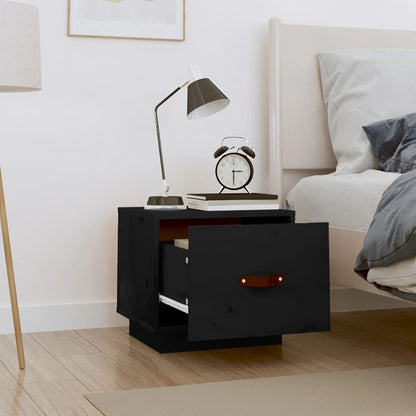 Bedside Cabinet Black 40x34x35 cm Solid Wood Pine